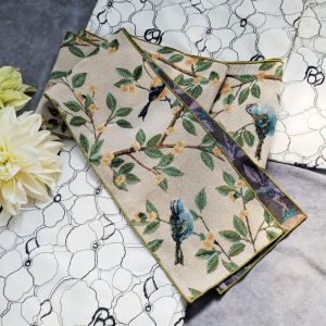 【洋粋youiki】半幅帯　単品　幸せをもたらす青い鳥　(生成り色)