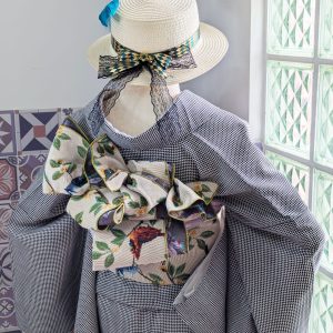 【洋粋youiki】大人用兵児帯　単品　幸せをもたらす青い鳥　(生成り色)