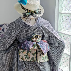 【洋粋youiki】半幅帯　単品　幸せをもたらす青い鳥　(生成り色)
