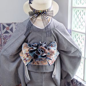 【洋粋youiki】半幅帯　細帯　半巾帯　単品　アズレージョ　ポルトガルタイル柄　お仕立て上がり　レディース