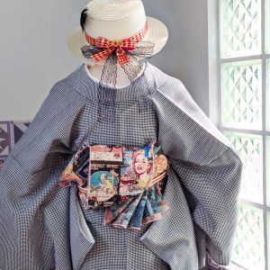 【洋粋youiki】半幅帯　細帯　半巾帯　単品　アメリカンレトロの海報　ピンク　全通　お仕立て上がり　レディース