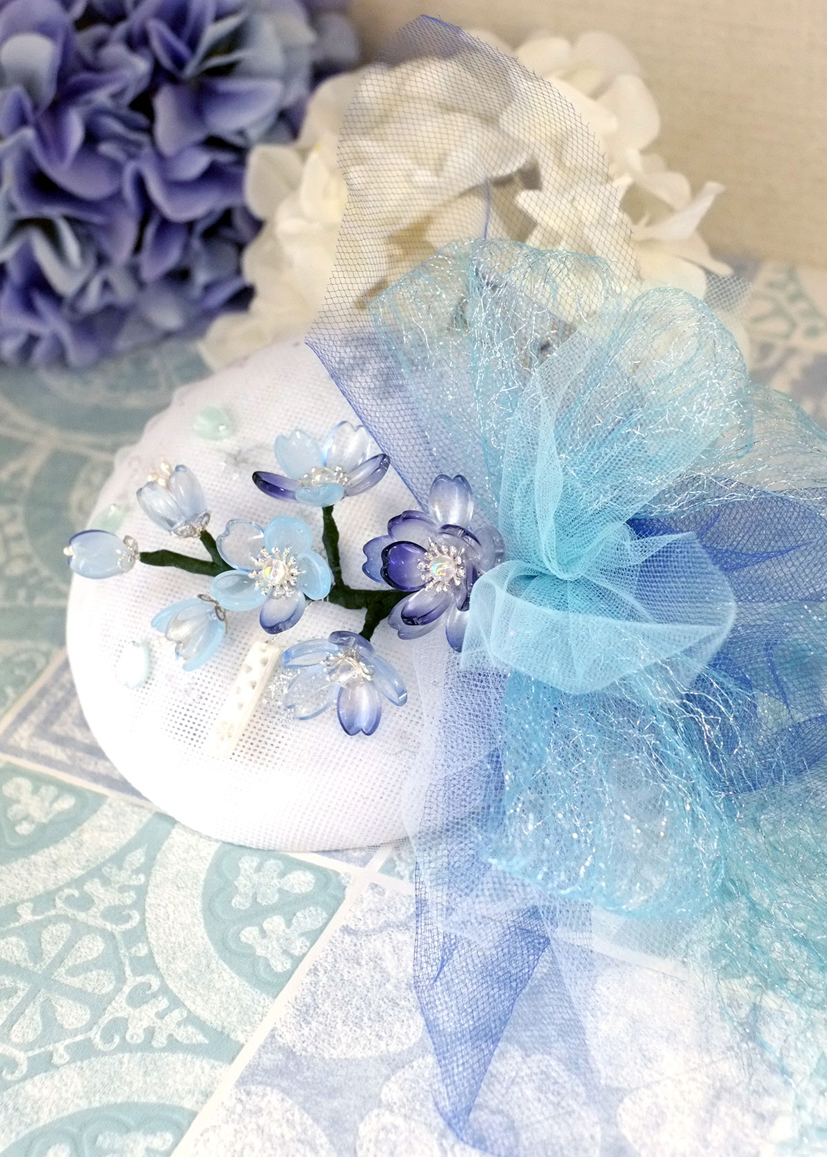 琉璃細工-手作和洋禮帽。冰雪寂櫻。