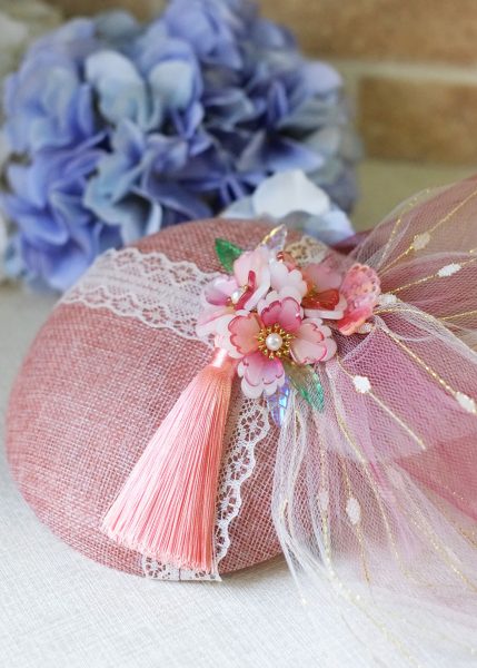 琉璃細工-手作和洋禮帽。英格蘭小調。粉橘