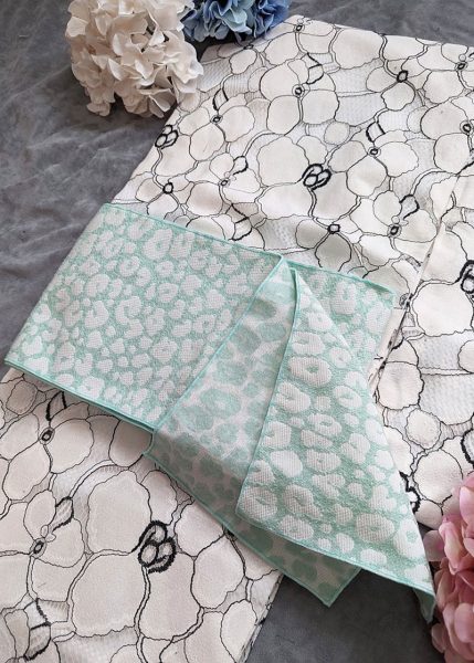 原創和洋風格。大人の半幅帯。豹紋奶綠