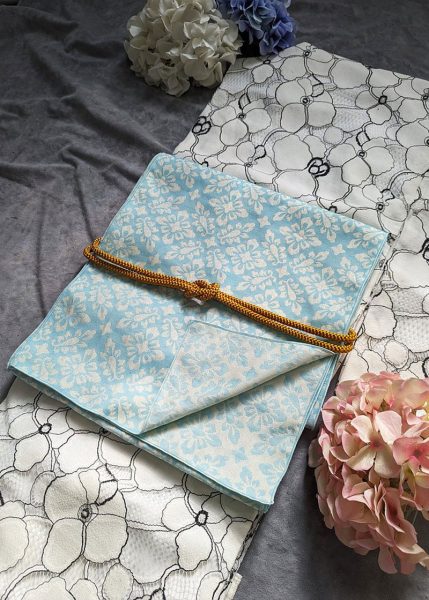 原創和洋風格。大人の兵兒帯。藍綠菱葉