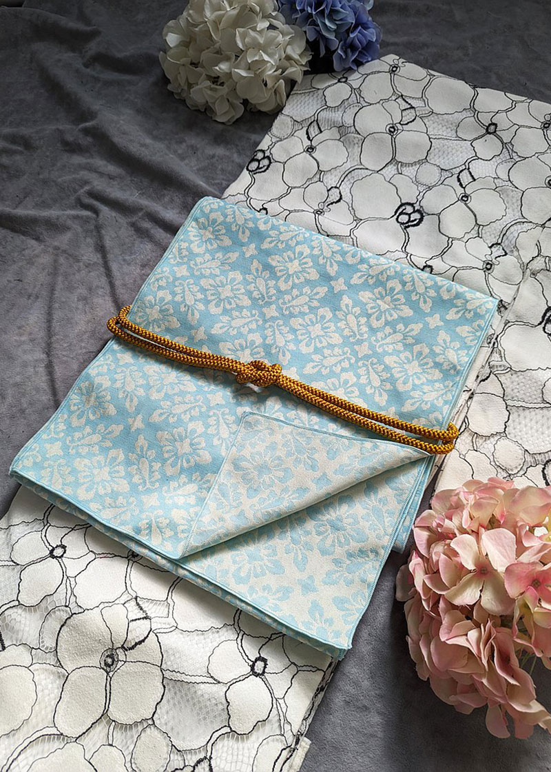 原創和洋風格。大人の兵兒帯。藍綠菱葉