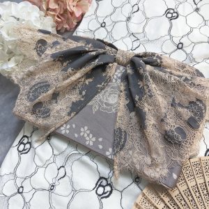 【洋粋youiki】レース帯揚げ　単品　 エレガント 　レディース（グレー/薄茶）