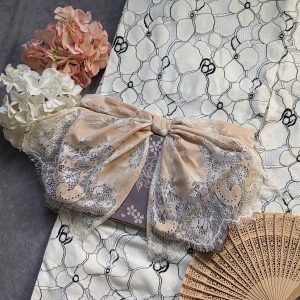 【洋粋youiki】レース帯揚げ　単品　 エレガント 　レディース（白茶/白）